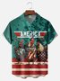 Big Size Moisture-wicking Independence Day Rooster American Flag Chest Pocket Casual Shirt