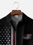 Big Size Moisture-wicking American Flag Chest Pocket Bowling Shirt