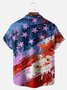 Big Size Moisture-wicking American Flag Oil Painting Ink Art Chest Pocket Casual Shirt