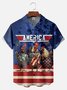 Big Size Moisture-wicking Independence Day Rooster American Flag Chest Pocket Casual Shirt