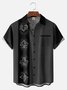 Big Size Moisture-wicking Poker Symbols Chest Pocket Bowling Shirt