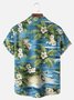 Big Size Moisture-wicking Tropical Hibiscus Flower Chest Pocket Hawaiian Shirt