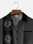 Big Size Moisture-wicking Poker Symbols Chest Pocket Bowling Shirt