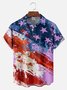 Big Size Moisture-wicking American Flag Oil Painting Ink Art Chest Pocket Casual Shirt