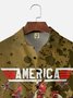 Big Size Moisture-wicking Independence Day Rooster American Flag Chest Pocket Casual Shirt