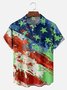 Big Size Moisture-wicking American Flag Oil Painting Ink Art Chest Pocket Casual Shirt