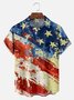 Big Size Moisture-wicking American Flag Oil Painting Ink Art Chest Pocket Casual Shirt