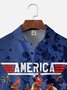 Big Size Moisture-wicking Independence Day Rooster American Flag Chest Pocket Casual Shirt