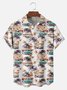 Big Size Moisture-wicking Beach Retro Car Chest Pocket Hawaiian Shirt