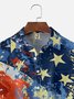 Big Size Moisture-wicking American Flag Oil Painting Ink Art Chest Pocket Casual Shirt