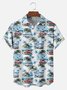Big Size Moisture-wicking Beach Retro Car Chest Pocket Hawaiian Shirt