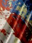 Big Size Moisture-wicking American Flag Oil Painting Ink Art Chest Pocket Casual Shirt