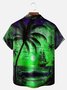 Big Size Moisture-wicking Palm Tree Chest Pocket Hawaiian Shirt