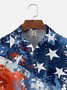 Big Size Moisture-wicking American Flag Oil Painting Ink Art Chest Pocket Casual Shirt
