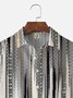 Big Size Moisture-wicking Classic Abstract Textured Vertical Stripe Chest Pocket Casual Shirt