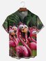 Big Size Moisture-wicking Flamingo Funny Shock Art Chest Pocket Hawaiian Shirt