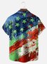 Big Size Moisture-wicking American Flag Oil Painting Ink Art Chest Pocket Casual Shirt