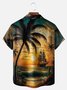 Big Size Moisture-wicking Palm Tree Chest Pocket Hawaiian Shirt