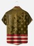 Big Size Moisture-wicking Independence Day Rooster American Flag Chest Pocket Casual Shirt