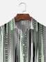 Big Size Moisture-wicking Classic Abstract Textured Vertical Stripe Chest Pocket Casual Shirt