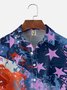 Big Size Moisture-wicking American Flag Oil Painting Ink Art Chest Pocket Casual Shirt