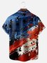 Big Size Moisture-wicking American Flag Oil Painting Ink Art Chest Pocket Casual Shirt