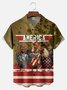 Big Size Moisture-wicking Independence Day Rooster American Flag Chest Pocket Casual Shirt