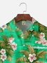 Big Size Moisture-wicking Tropical Hibiscus Flower Chest Pocket Hawaiian Shirt