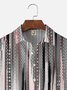 Big Size Moisture-wicking Classic Abstract Textured Vertical Stripe Chest Pocket Casual Shirt