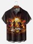 Big Size Moisture-wicking Rooster Poker Chip Farm Chest Pocket Casual Shirt