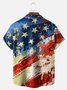 Big Size Moisture-wicking American Flag Oil Painting Ink Art Chest Pocket Casual Shirt