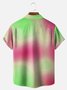 Big Size Moisture-wicking Gradient Flamingo Chest Pocket Hawaiian Shirt
