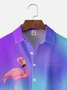 Big Size Moisture-wicking Gradient Flamingo Chest Pocket Hawaiian Shirt