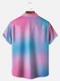 Big Size Moisture-wicking Gradient Flamingo Chest Pocket Hawaiian Shirt