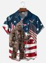 Big Size Moisture-wicking American Flag Bigfoot Chest Pocket Casual Shirt