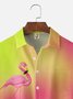 Big Size Moisture-wicking Gradient Flamingo Chest Pocket Hawaiian Shirt