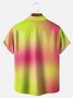 Big Size Moisture-wicking Gradient Flamingo Chest Pocket Hawaiian Shirt