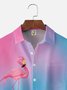 Big Size Moisture-wicking Gradient Flamingo Chest Pocket Hawaiian Shirt