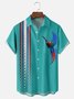 Moisture-wicking Fun Avant-garde Parrot Print Art Chest Pocket Bowling Shirt