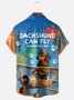 Tall Size Moisture-wicking Dachshund Flying Plane Chest Pocket Hawaiian Shirt