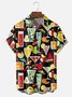Tall Size Moisture-wicking Geomatric Cocktail Chest Pocket Hawaiian Shirt