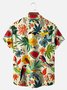 Big Size Moisture-wicking Tropical Palm Tree Parrots Chest Pocket Hawaiian Shirt