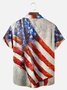Big Size Moisture-wicking American Flag Painted Chest Pocket Hawaiian Shirt