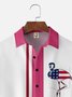 Big Size Moisture-wicking Flamingo Chest Pocket Bowling Shirt