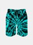 Men's Swim Trunks Hawaiian Tie-Dye Beach Shorts with Pockets
