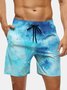 Men's Swim Trunks Hawaiian Gradient Color Beach Shorts with Pockets