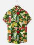 Tall Size Moisture-wicking Geomatric Cocktail Chest Pocket Hawaiian Shirt