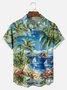 Big Size Moisture-wicking Palm Tree Chest Pocket Hawaiian Shirt