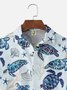 Big Size Moisture-wicking Marine Sea Turtle Chest Pocket Hawaiian Shirt