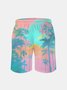 Men's Swim Trunks Hawaiian Tropical Palm Tree Beach Shorts with Pockets